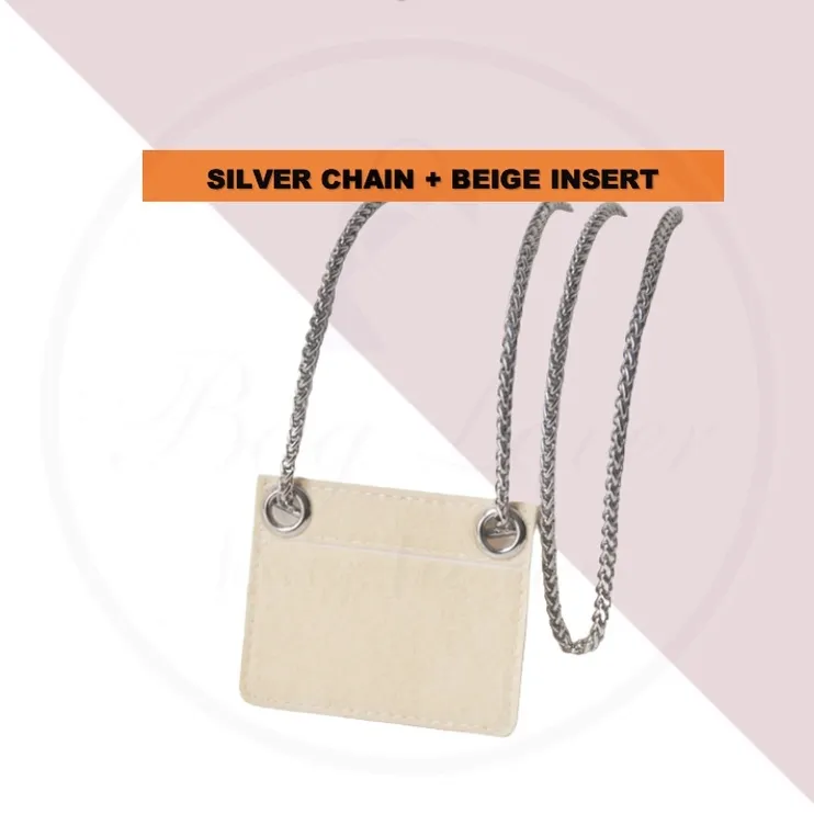 From HER Purse Organizer Insert Conversion Kit with Silver Chain Felt  Handbag (Beige)