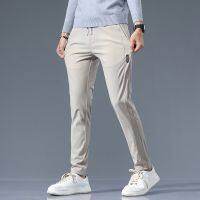 【CC】♀☍  Stretch Pants Men Classic Trousers for Straight Drawstring Joggers khaki Male