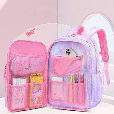 กระเป๋าหลากสีน่ารัก Tas Ransel Anak SD ใหม่2022ใบสำหรับเด็กผู้หญิงกระเป๋านักเรียนแนวเจ้าหญิงกระเป๋านักเรียนกันน้ำสีรุ้งสำหรับเด็ก