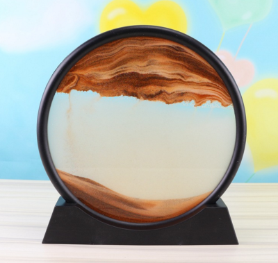 Creative 3D Hourglass with Shelf Deep Sea Sandscape Quicksand Painting Moving Sand Art Picture Home Decor Desk Decorations