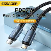 Essager USB C สายสำหรับ IPhone 14 13 12 11 Pro Max XS 20W ชนิดสายชาร์จเร็วชนิด C เป็นสายวันที่ฟ้าผ่าสำหรับ IPad Macbook