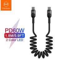 สายเคเบิล Mcdodo รถดึงกลับได้ PD USB Type C สำหรับ14 13 12 PD 60W ชาร์จเร็วเหมาะสำหรับ Xiaomi Huawei Macbook สายข้อมูลตัวแปลงสายเคเบิล