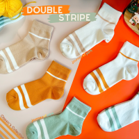 JOY_Classic Collection ถุงเท้าคอตตอนข้อกลาง รุ่น Double Stripe