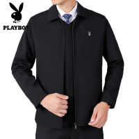 PLAYBOY ใหม่ผู้ชายแฟชั่นลำลองแจ็คเก็ตธุรกิจเสื้อแจ็คเก็ต Zip Lapel เป็นทางการ