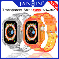 JANSIN เคส+สาย สำหรับ Apple Watch Ultra 49mm เคส applewatch สายนาฬิกาซิลิโคน Crystal Apple Watch Band