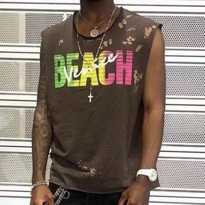 Gallery Dept color letter printing summer high street loose sports sleeveless T-shirt Waistcoat Vest for men and women