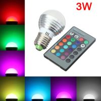 【■】 PakDecor หลอดไฟ LED E27แบบหรี่แสงได้16สีเปลี่ยน3W 110V 220V 230V RGB หลอดไฟ LED หลอดไฟ RGB 24key IR รีโมทคอนโทรล Lampada