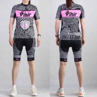 High-end original Womens Summer Cycling Clothes Short Sleeve Suit Bicycle Breathable Perspiration Shorts Top Silicone Pad Cycling Pants Equipment