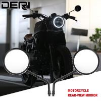 Retro Motorcycle Round Side View Mirror Rearview Reflector Mirror Clockwise Rotation Flat Lens M10 For Scooter ATV Dirt E-Bike