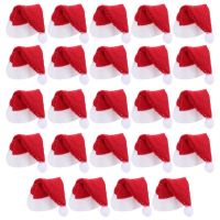 24pcs Christmas Mini Santa Hats Lollipops Santa Hats Lollipop Christmas Hat Small Mini Candy Santa Claus Caps Party Accessories