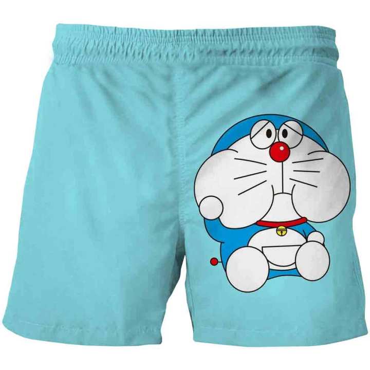 summer-kids-boys-shorts-children-swim-fashion-breathable-shorts-baby-girls-3d-cartoon-anime-doraemon-print-cute-funny-trunks