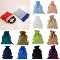 1Pc Drawstring Natural Burlap Bag Jute Gift Bags 7*9Cm Jewelry Packaging Wedding Bags With Candy Color Bag