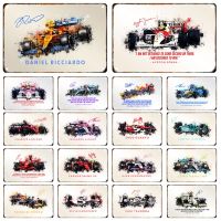 Vintage Watercolor F1 Racing Car Metal Poster Signage Tin Painting Graffiti Car Plaque Garage Club Modern Wall Art Decor Mural