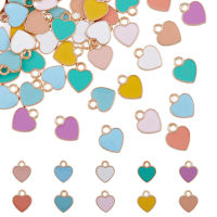 100Pcs 10 Colors Alloy Enamel Charms Heart Light Gold Mixed Color 12x10x2mm Hole: 2mm 10pcs/color