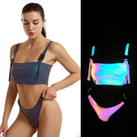 Reflective y Micro Bikinis Mujer Women Swimwear Solid Bikini Set Swimsuit Bathing Swimming Suit Mayo Biquini Maillot De Bain