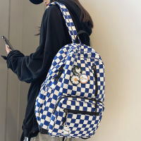 Female Plaid Cute Canvas College Backpack Fashion New Lady Lattice Travel Bag Women Trendy Bag Girl Cool Kawaii Laptop Backpacks