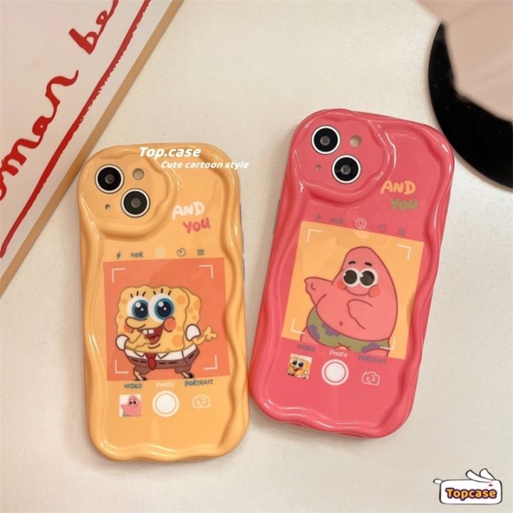 เคสโทรศัพท์มือถือ-ซิลิโคนนิ่ม-กันกระแทก-ลายการ์ตูน-spongebob-oval-wave-edge-สําหรับ-iphone15-14-13-12-11-pro-max-x-xr-xs-8-7-6-plus-se-2020