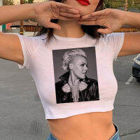 เสื้อครอป Yk2กราฟิกสีชมพู P Nk ชุดแต่งกายแฟชั่นสตรีแฟรี่คอร์ฮิปปี้มังงะ