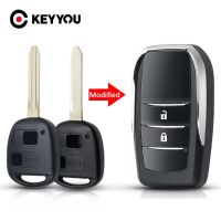 KEYYOU เคส Kunci Remote Mobil แบบพับได้2/3ปุ่มสำหรับ Toyota RAV4 Avalon Echo Prado Tarago คัมรี Tarago TOY43 TOY47 Fob