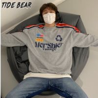 TIDE BEAR เสื้อสเวตเชิ้ตผู้ชายคอกลมใหม่เสื้อตัวหลวมแขนยาวเสื้อยืดลำลองเสื้อกีฬาผ้าฝ้ายใส่สบาย