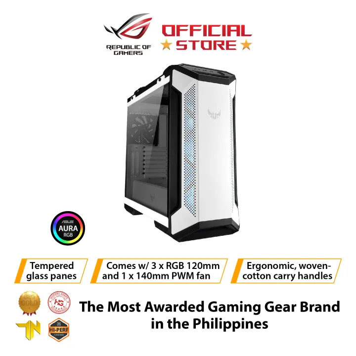 ASUS TUF Gaming GT501 White Edition Case supports up to EATX with metal front panel, tempered- ASUS TUF Gaming GT501 White Edition Case supports up to EATX with metal front panel, tempered-