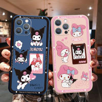 สำหรับ Samsung Galaxy A12 A31 A32 4G A52 A72 5G A11 A51 A20S เคสโทรศัพท์น่ารักอะนิเมะ My Melody Kuromi เลนส์กล้องป้องกันกรอบสี่เหลี่ยมขอบปก