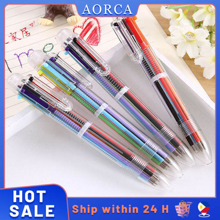 Multicolor Ballpoint Pen 0.5mm Transparent Rod Multifunction Cute 6