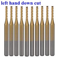 10Pcs 3.175x1.5x8.5mm ไทเทเนียมมือซ้ายลงตัดฟันข้าวโพดบิต PCB Mill Cutter End Mill