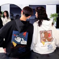 เสื้อกันหนาวแขนยาว มีฮู้ด แบบสวมหัว ลาย Tom and Jerry Lvoers