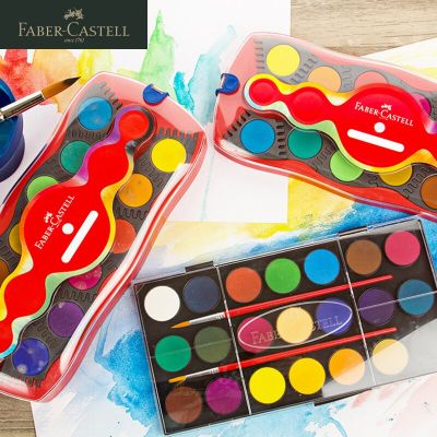 FABER CASTELL Spliced Solid Watercolor Pigment/Paints With Brush Pen 12/21/24 Colors Round Solid Acuarela Pigments Supplies 1250