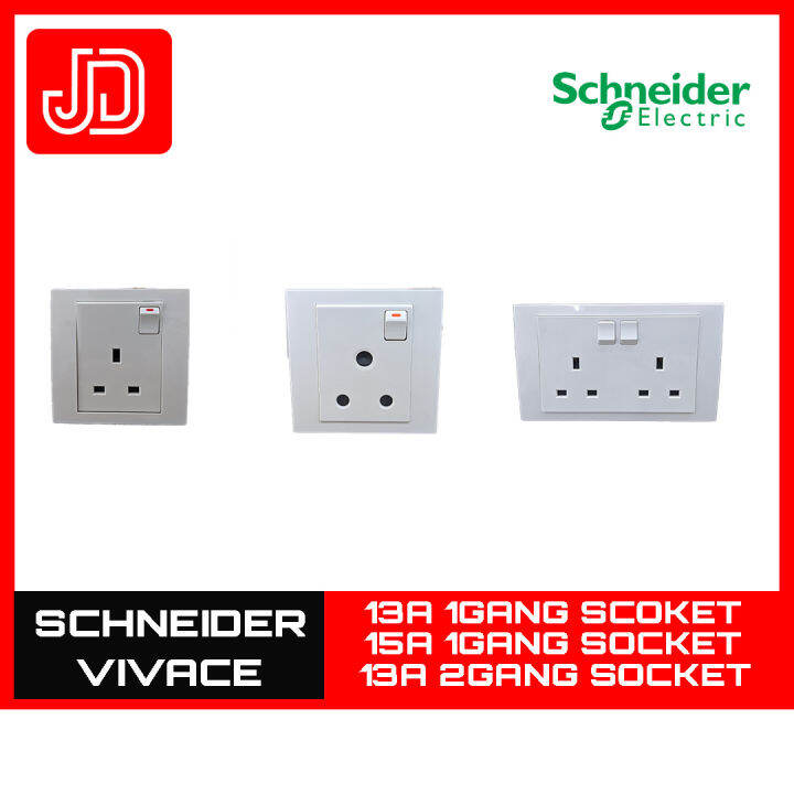 SCHNEIDER VIVACE 13A 1GANG SWITCH SOCKET/13A 2GANG SIWTCH SOCKET/15A ...