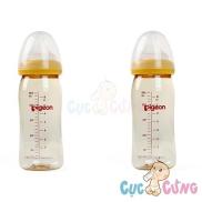 Bộ cặp Bình sữa Pigeon cổ rộng nhựa PPSU Plus 240ml - binh sua