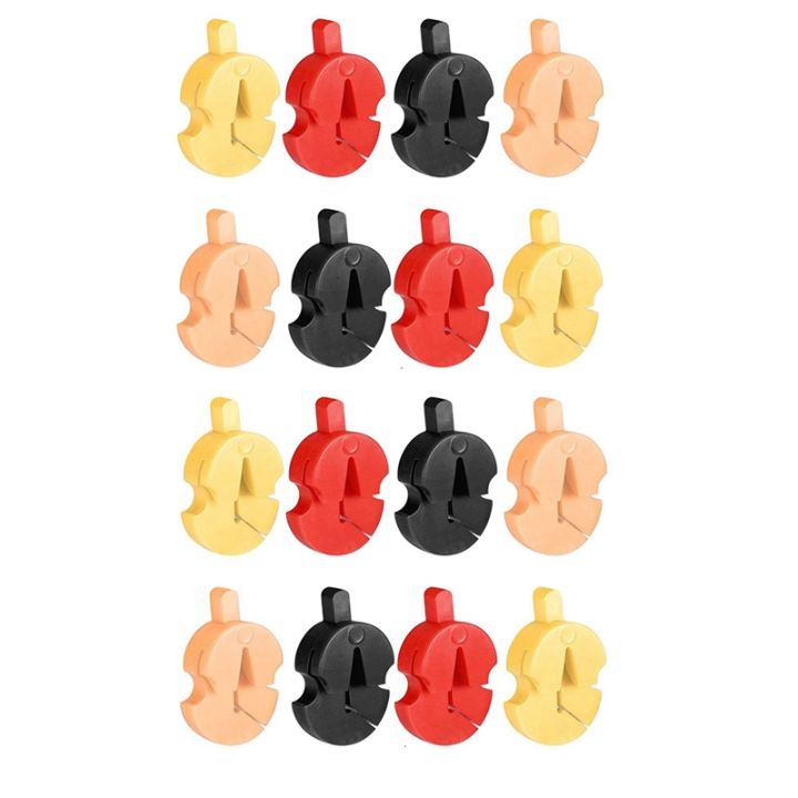 16pcs-tourte-style-violin-mute-single-hole-practice-mute-for-all-violins-small-violas-ultra-practice-silencer-multicolor