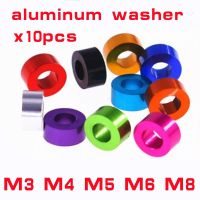 10pcs M4 M5 M6 M8 colourful Aluminum flat washer bushing gasket round hollow no thread standoff spacer thickness 2-10mm Furniture Protectors Replaceme