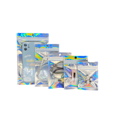 10Pcs/bag 10Pcs/bag Iridescent Bags Zip Lock Bags Pouches Cosmetic Plastic Bags Laser Bags Makeup Bags Zipper Bags Resealable Bags