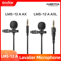 Godox LMS-12A AX AXL Microphone Photography Omnidirectional Lavalier Microphone Compantible with Wireless Microphone Systems and Devices with 3.5mm TRS