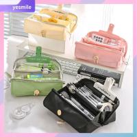 YESMILE จุได้มาก กระเป๋าใส่ปากกา กันน้ำกันน้ำได้ สีทึบทึบ กล่องใส่ดินสอ ความเรียบง่ายเรียบง่าย กระเป๋าเก็บเครื่องเขียน ของขวัญสำหรับนักเรียน