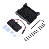 4X for Raspberry Pi 4 Aluminum Case with Dual Cooling Fan Metal Shell Black Enclosure for Raspberry Pi 4 Model B