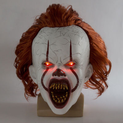 New LED Horror Pennywise Joker Scary Cosplay Stephen King Chapter Two Clown Latex s Helmet Halloween Party Props