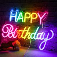 Led Happy Birthday Colour Neon Sign for Party Decor Led Neon Light USB Powered Acrylic Custom Sign Lights Home Decoration Neon