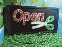 ป้ายไฟ OPEN กรรไกร ตกแต่งบ้าน ร้านค้า