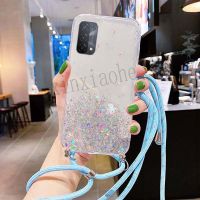 เคสโทรศัพท์ฝาปิดโปร่งใส Tpu ประกายแววาวนุ่มสำหรับ A74 Oppo A54สายคล้องสไตล์5G