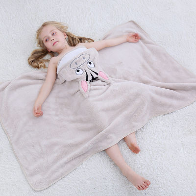 New summer animal bath towels children coral fleece super soft and delicate cartoon animal shape cute stretch swaddle blanket