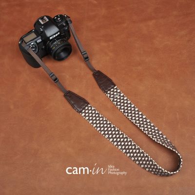 【การขาย】สายคล้องกล้องดิจิตอล SLR ทอผ้าฝ้ายลายสก๊อตสีน้ำตาล Cam8770สำหรับ Sony Nikon