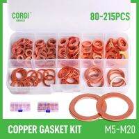 80/110/205/215 Pcs Copper Washer Gasket Nut Bolt Set Flat Ring Seal Assortment Kit M5/M6/M8/M10/M12/M14/M16/M20 for Sump Plugs Nails Screws  Fasteners