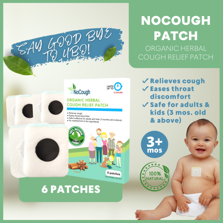 [6 patches] 3 sachets NoCough Relief Patch No Cough Organic Herbal 12