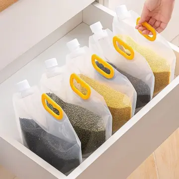 1PC Kitchen Cereal Storage Bag Portable Food Packaging Bags Insect Proof  Sealed Bag Thickened Rice Bean Container Nozzle Bag