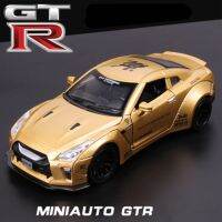 รถของเล่น1:32 R35รถ Nissan Gtr ของแบบจำลองรถแข่งของเล่นรถของเล่นโลหะโมเดลรถยนต์สปอร์ตรถสะสมไฟและเสียง