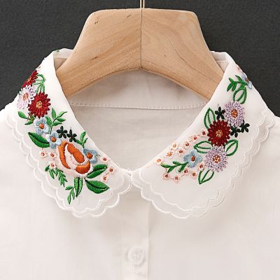 【cw】 Womens Embroidery Collar Blouse Detachable Ladies Fake Shirt Sweater False Nep Kraagie ！