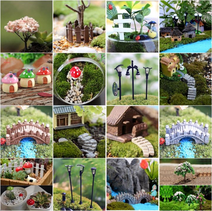 ตุ๊กตางานฝีมือขนาดเล็กรูปสวนบ้านในหมู่บ้านน่ารักของตกแต่งในสวนกระถางต้นไม้ตกแต่งภูตประจำสวนขนาดเล็ก-diy